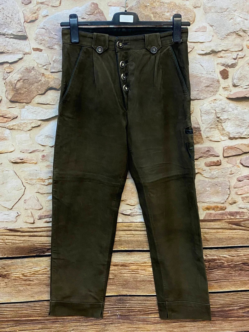 Lange Lederhose Damen Gr. 46 – grüne Canda Lederhose aus Echtleder