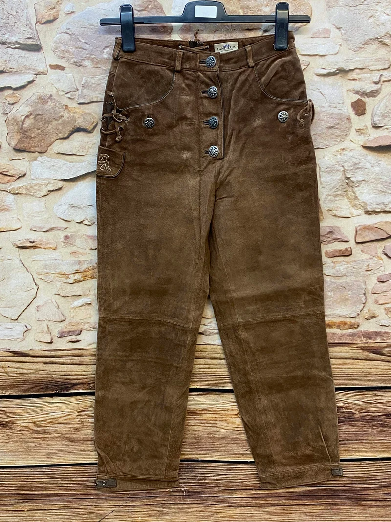 Lange Lederhose Damen Gr. 34 – braune C&A Landhaus Trachtenlederhose