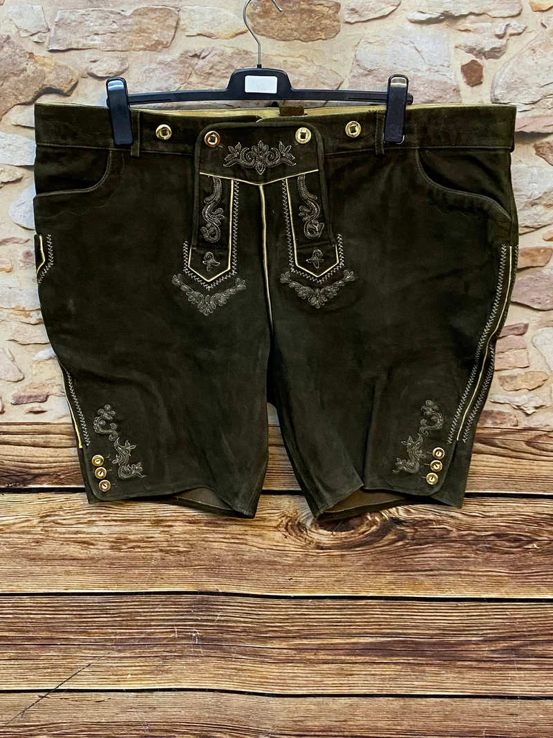 Kurze Trachtenlederhose Herren Gr. 64 – braune Stockerpoint Lederhose aus Echtleder