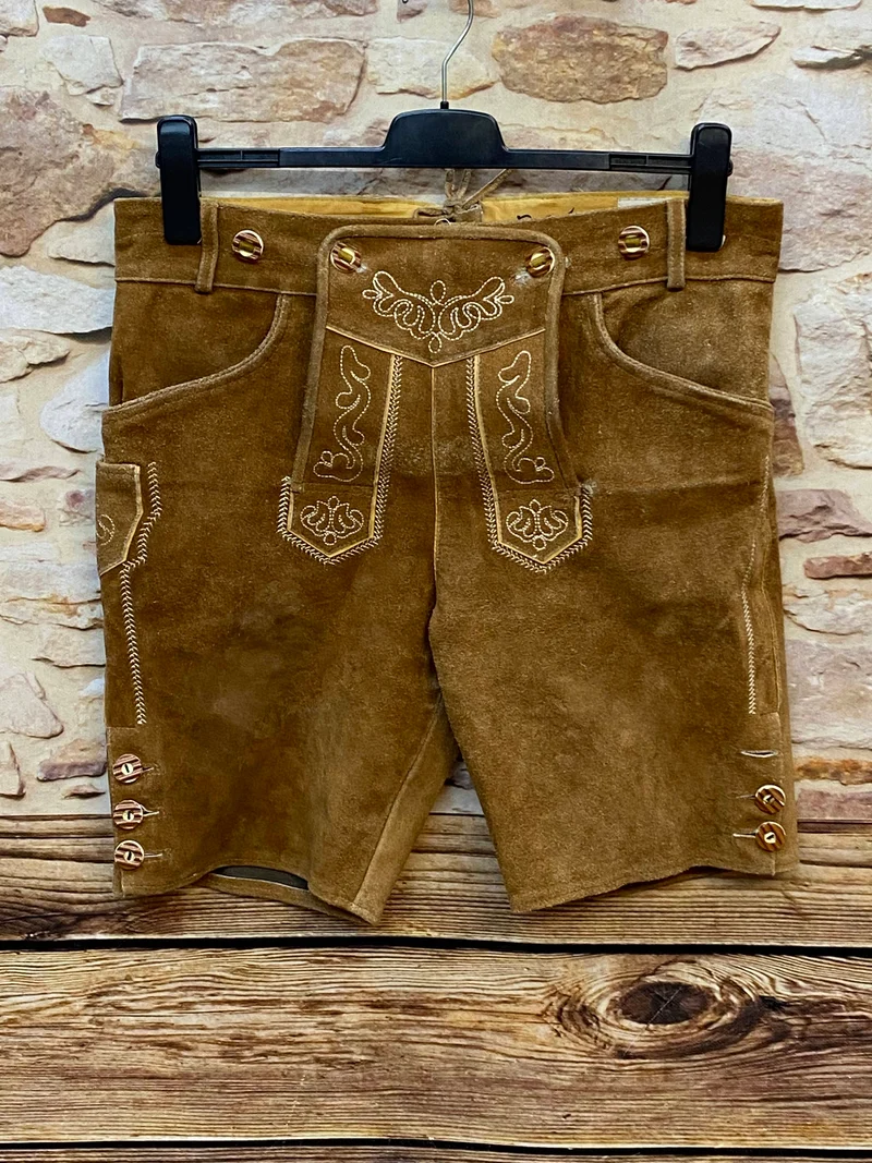 Kurze Trachtenlederhose Herren Gr. 50 – braune Lederhose von Occulto Trachten
