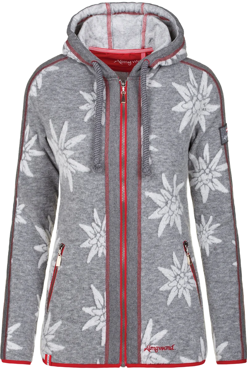 Damen Outdoor-Fleecejacke mit Edelweißblüten-Muster
