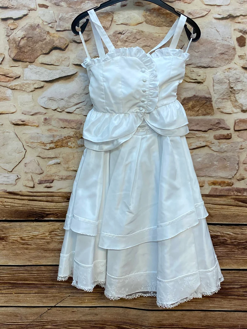 Kommunionkleid Set 2-teilig mit Rock und Oberteil – weiß Gr. 128
