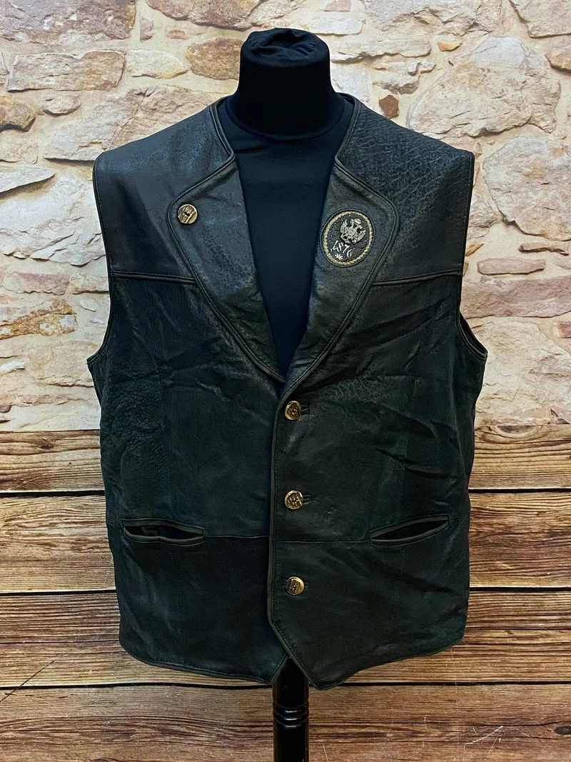 Vintage Leder-Trachtenweste Herren Schwarz – Echtes Leder