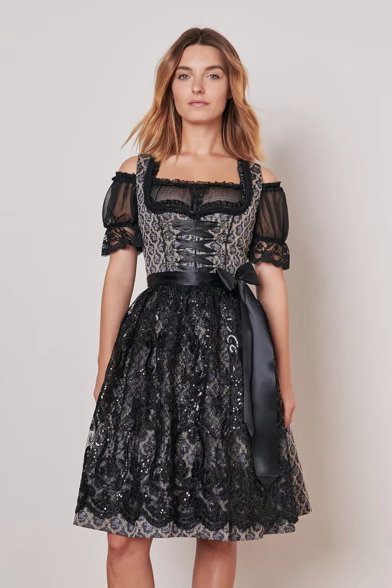 Kruger Midi Dirndl 2pcs. 60cm "Lonie" black (34)