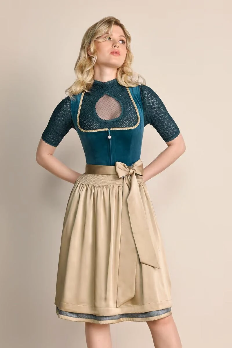 Kruger Dena Midi Dirndl, Turquoise — 60cm 2pc Set