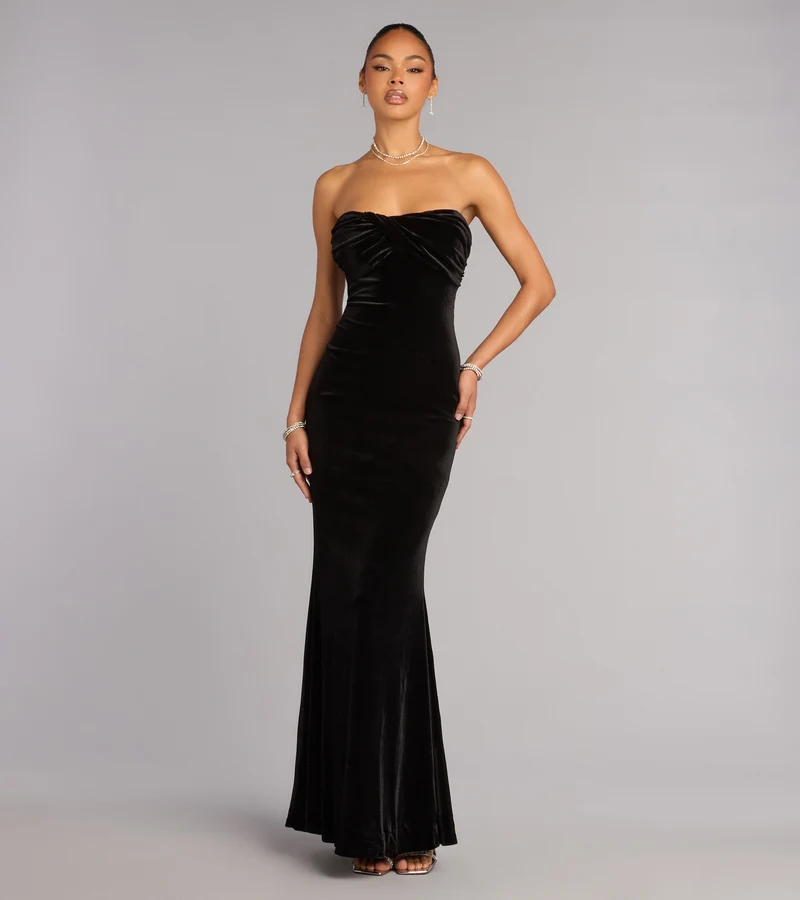 Adella Velvet Strapless Mermaid Formal Dress
