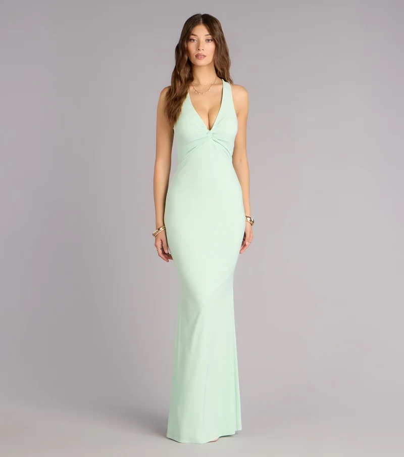 Lydia Halter Lace-Up Mermaid Formal Dress