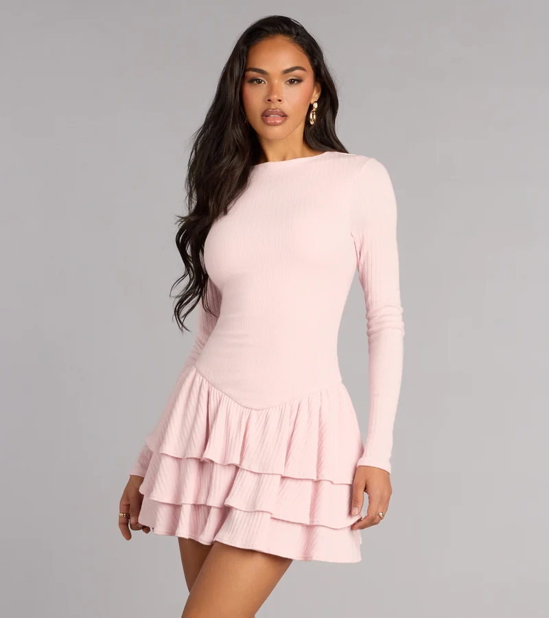 Sweet Plans Ahead Long Sleeve Skater Dress