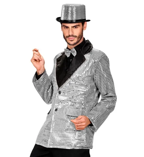 Silbernes Pailletten Jackett Swing Stil