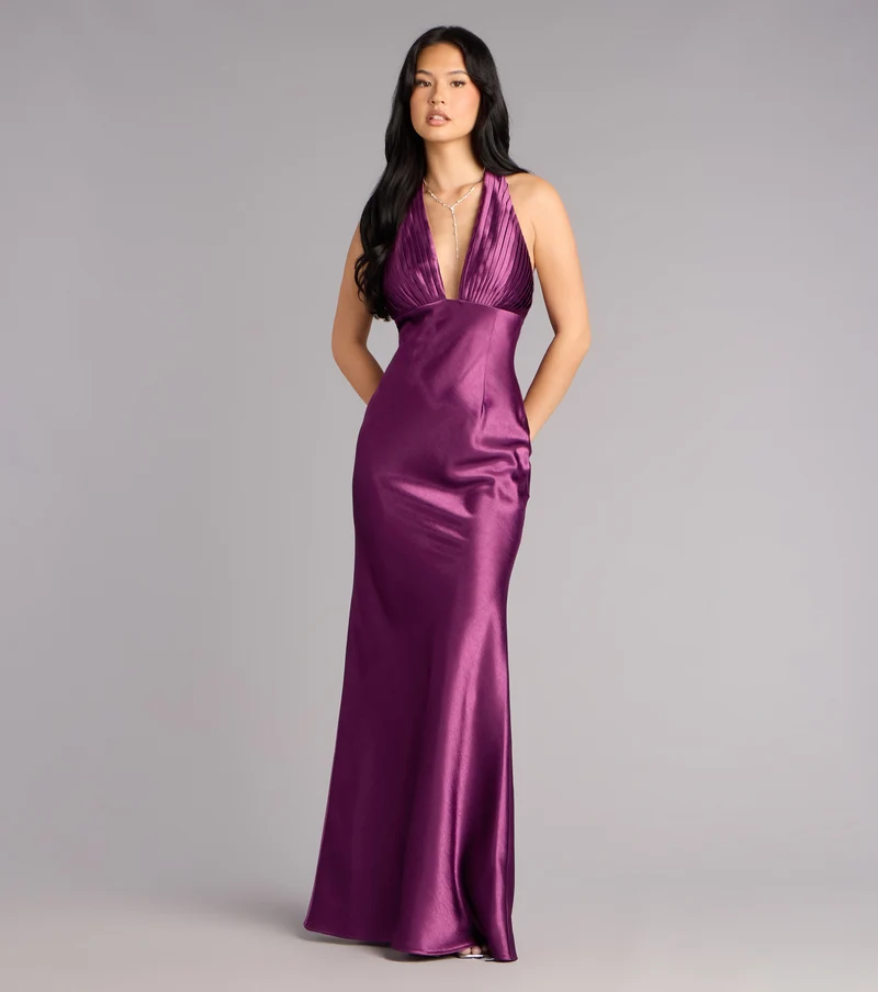Meryl Satin Open Back Mermaid Formal Dress