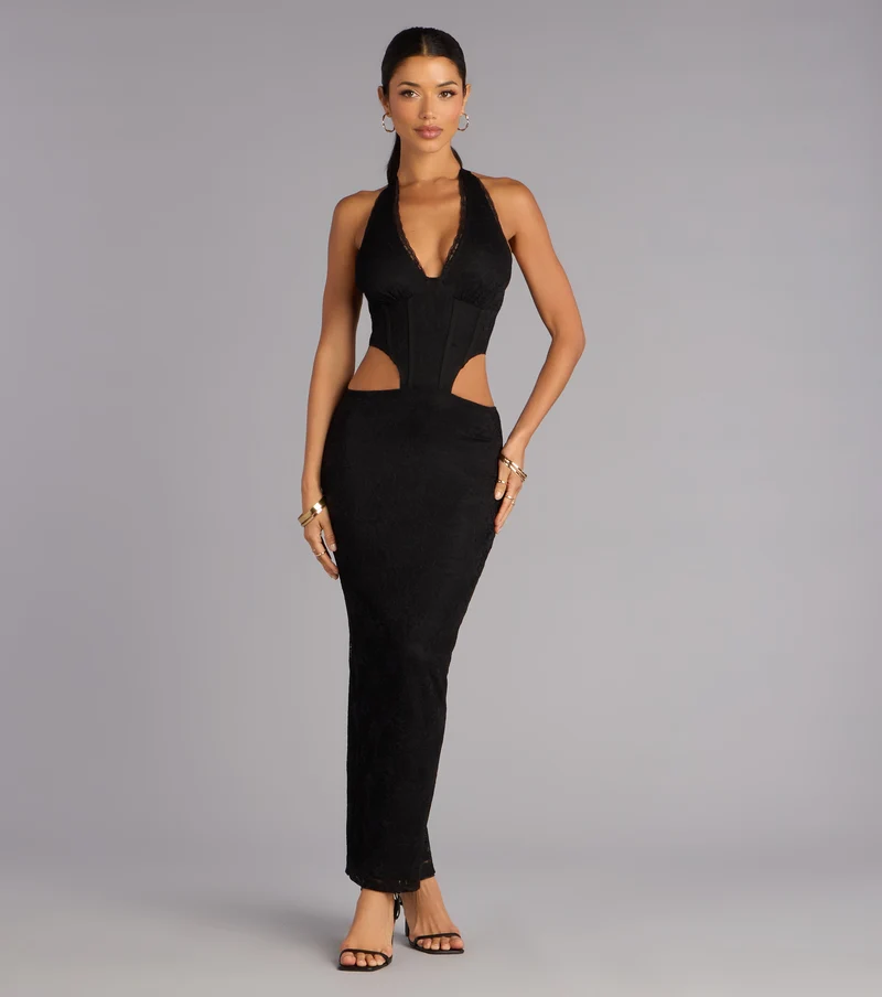 Lace Obsession Cutout Maxi Dress