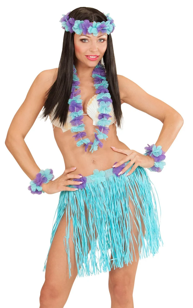 Hawaii Girl Kostüm-Set blau