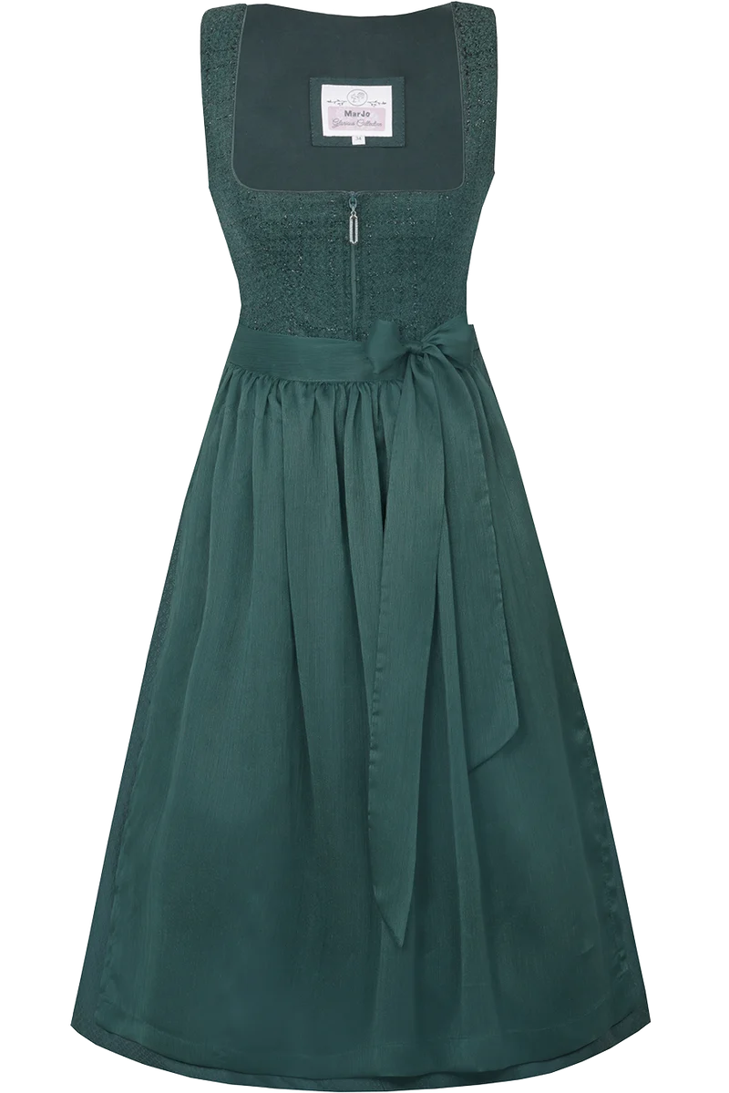 Midi-Dirndl im edlen Bouclé-Look - flaschengrün