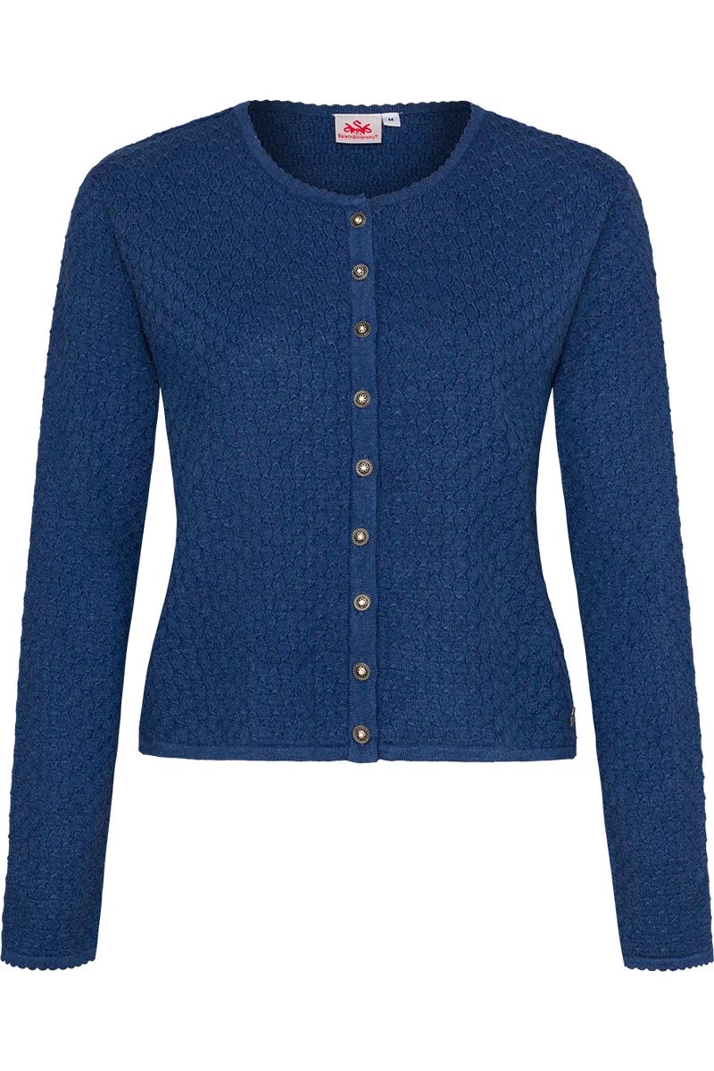 Dirndljacke kurz mit Wabenmuster - mittelblau