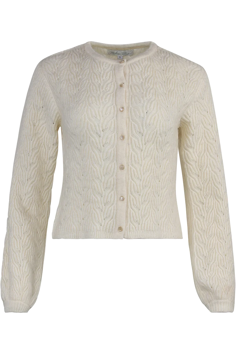 Damen Dirndljacke mit erhabenem Strickmuster - seidenweiß