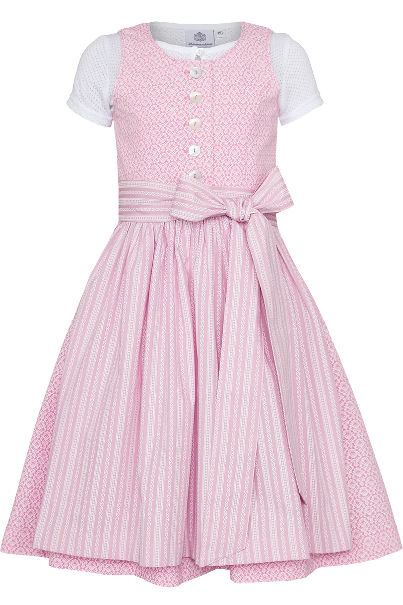 Kinder Baumwolldirndl gemustert mit Bluse - rosa