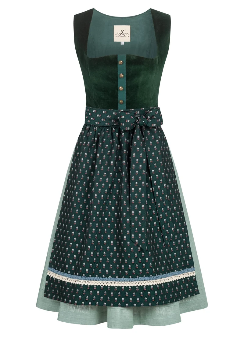 SAMT-JACQUARD DIRNDL SMARAGDRÜN/ MINT
