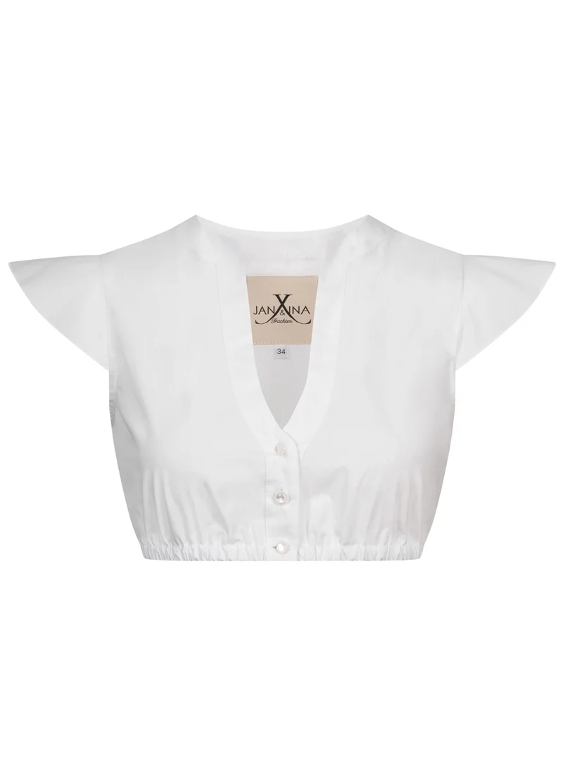 DIRNDLBLUSE CLASSIC RUFFLES FLÜGELARM WEISS