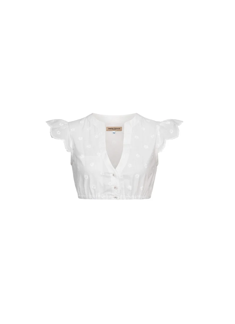 KINDER BLUSE FLOWER DOTS WEISS