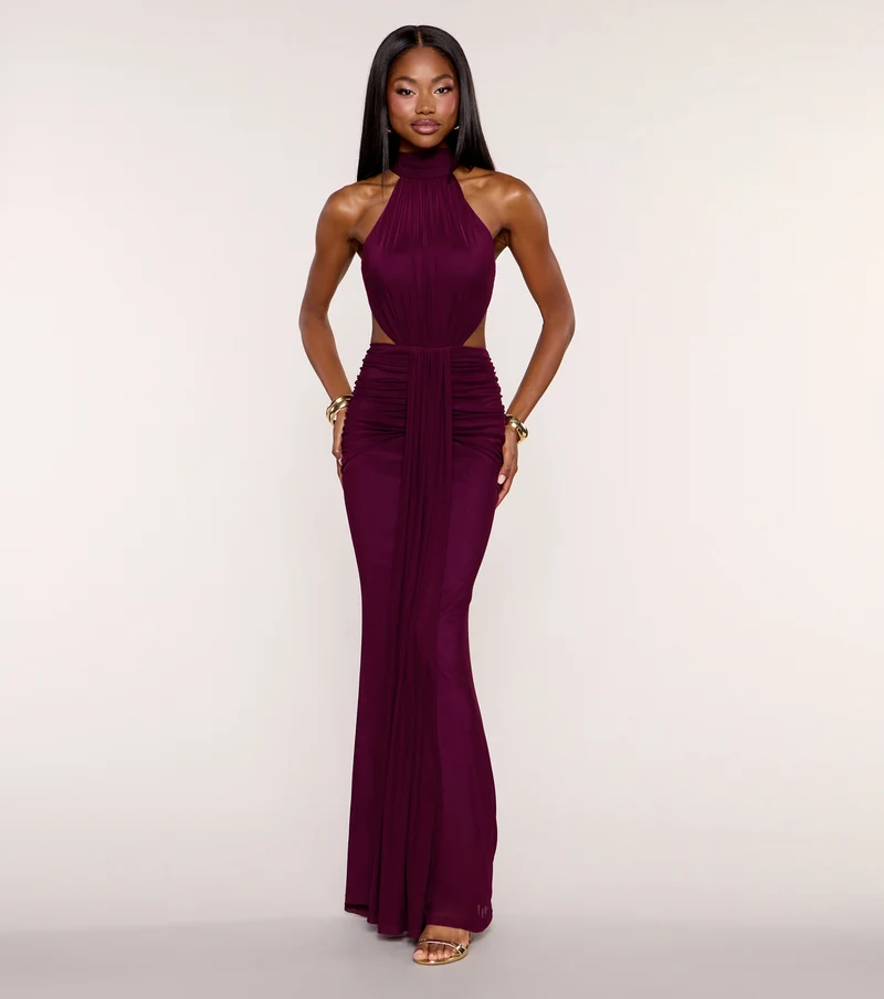 Emerie Mesh Mock Neck Mermaid Dress