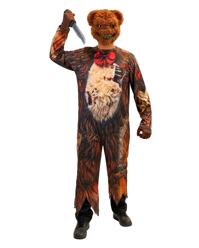 Zombie Teddy Herren Kostüm-Overall mit Maske