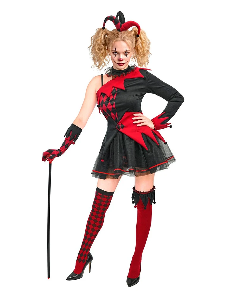 Evil Jester Harlekin Damen Kostüm