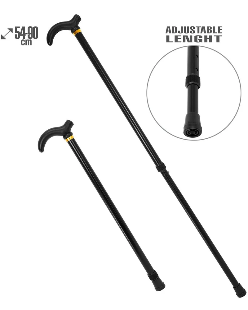 Schwarzer Gehstock verstellbar 54-90cm