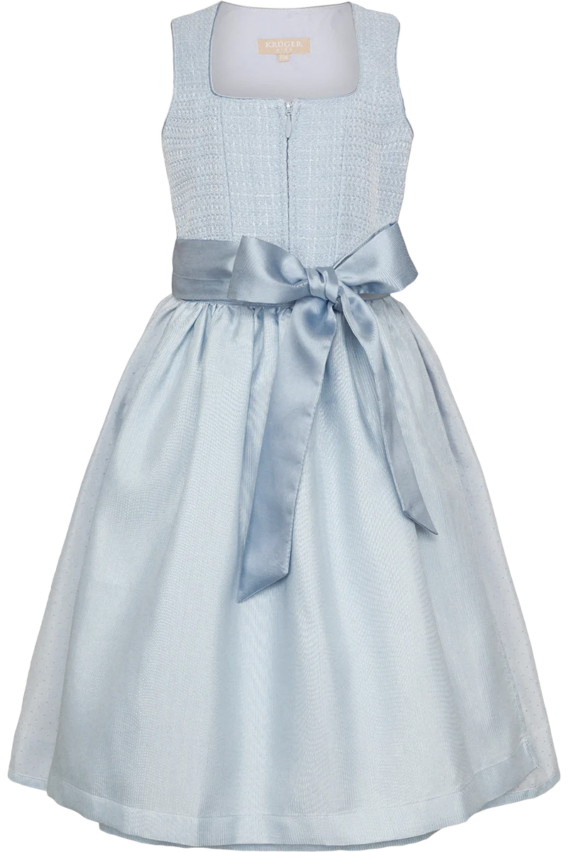 Kinderdirndl Ton-in-Ton mit Bouclé-Oberteil - hellblau