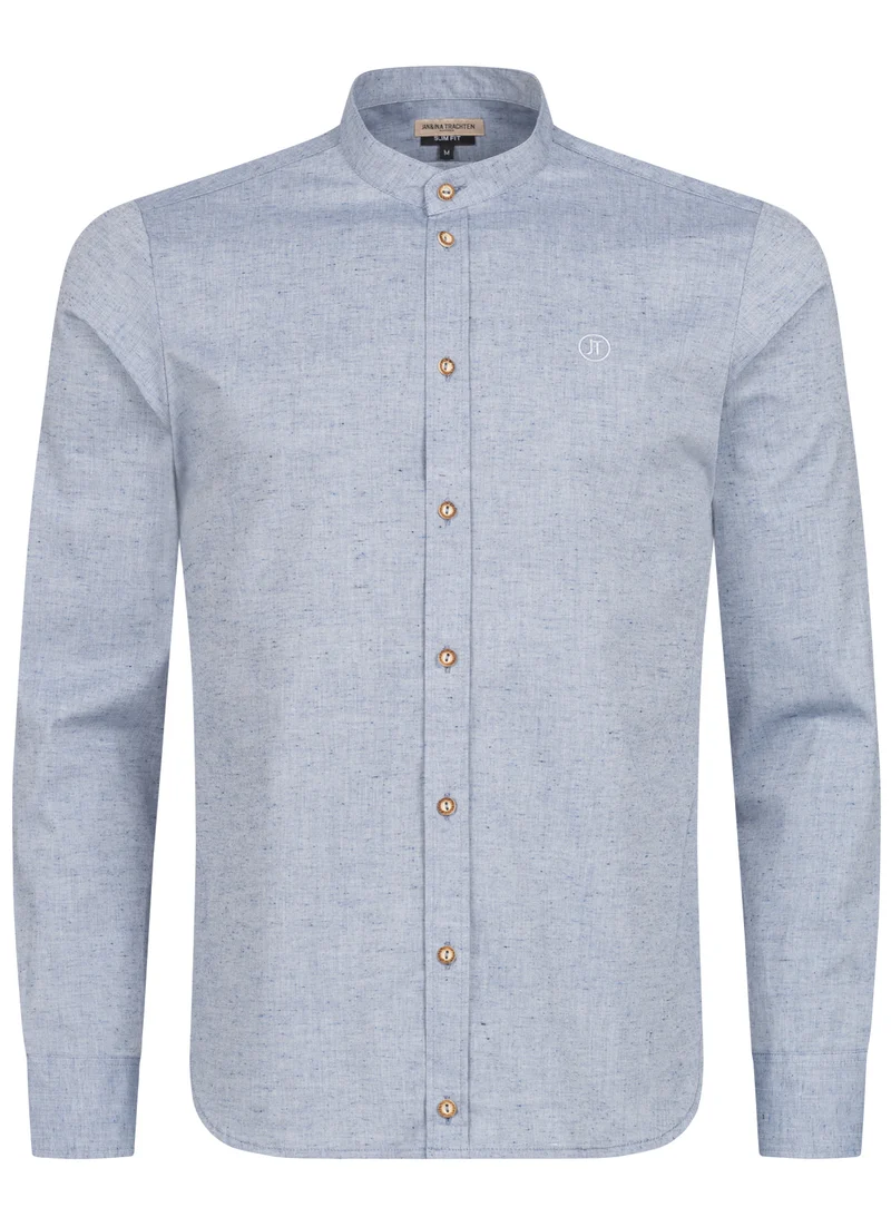 TRACHTENHEMD SLIMFIT UNI BLAU MELANGE