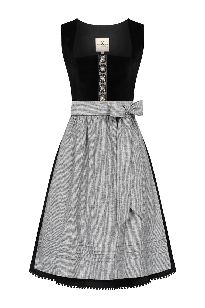 SAMT- JACQUARD DIRNDL SCHWARZ/ BETON