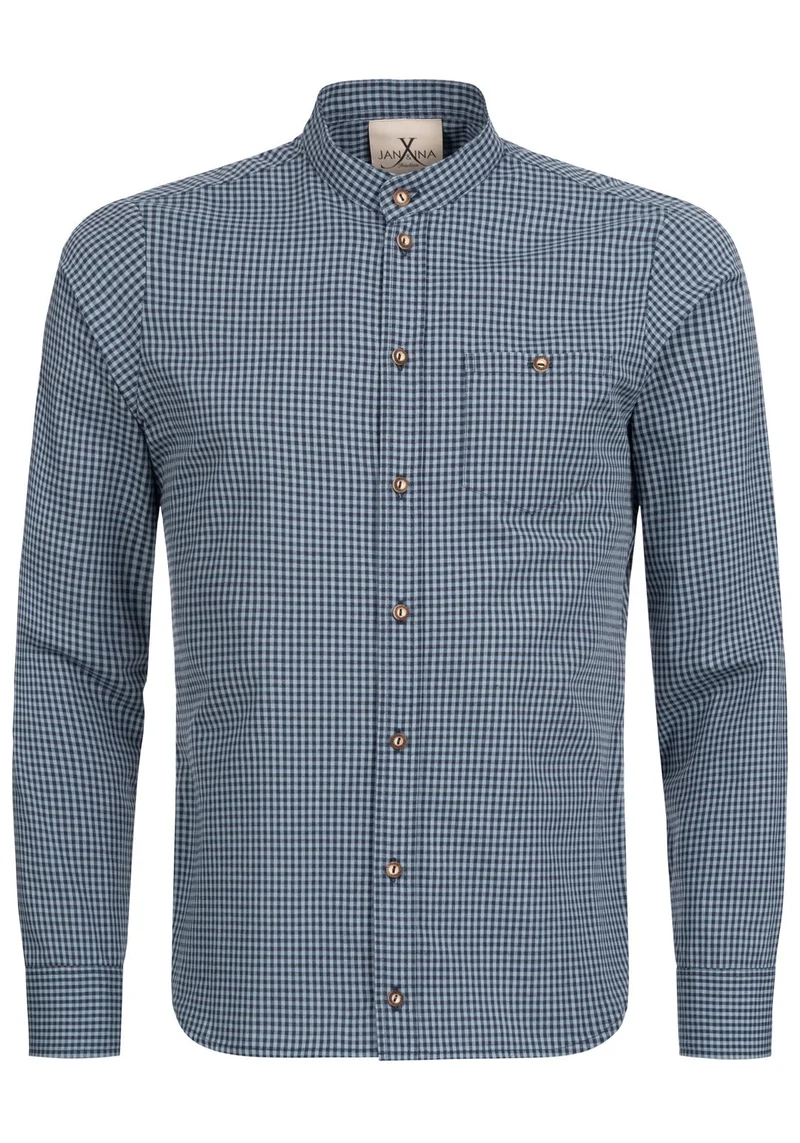 TRACHTENHEMD SLIMFIT FASHION KARO BLAU/ SCHWARZ