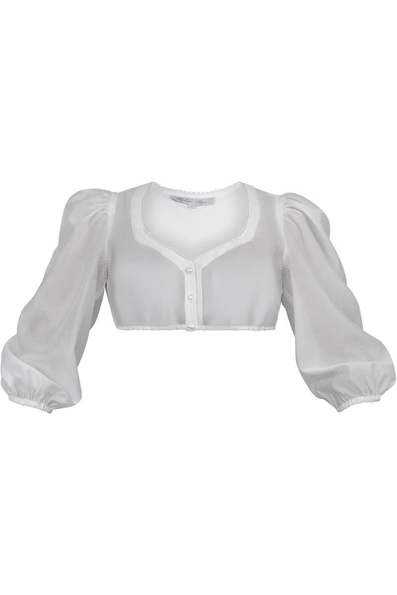 Dirndlbluse mit strukturiertem Punktedesign - offwhite
