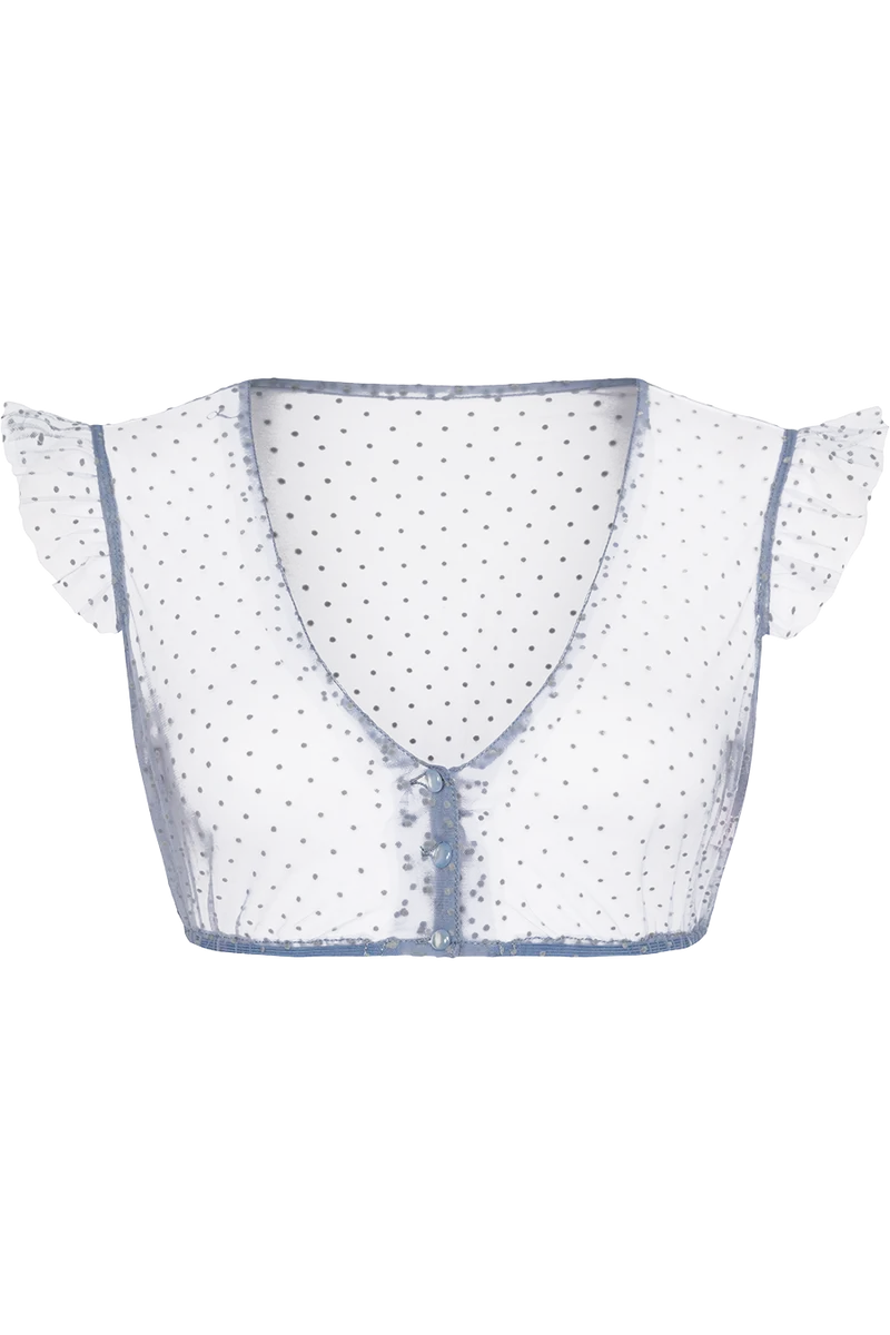 Dirndlbluse transparent mit Punktemuster und Flügelarm