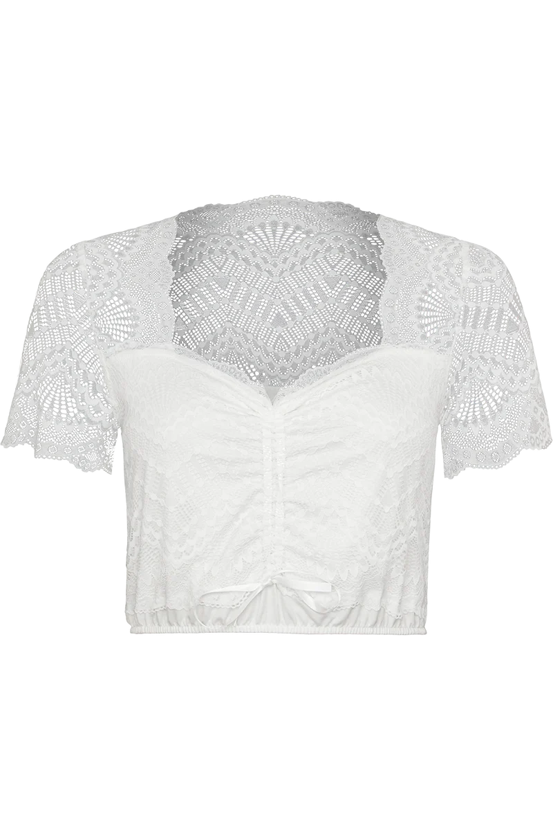 Spitzen-Dirndlbluse elastisch mit Kurzarm