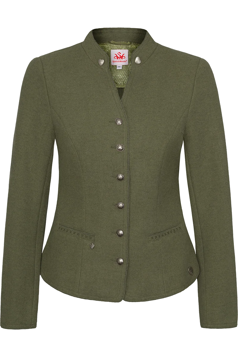 Damen Trachtenblazer in Walkoptik mit Stretch - oliv