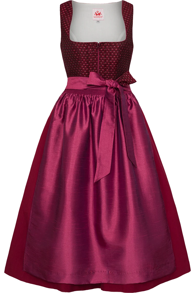 Langes Dirndl mit schimmerndem Jacquard-Mieder