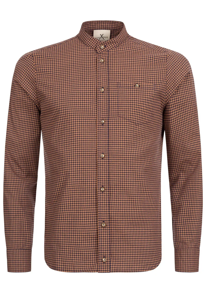 TRACHTENHEMD SLIMFIT FASHION KARO ROST/ SCHWARZ