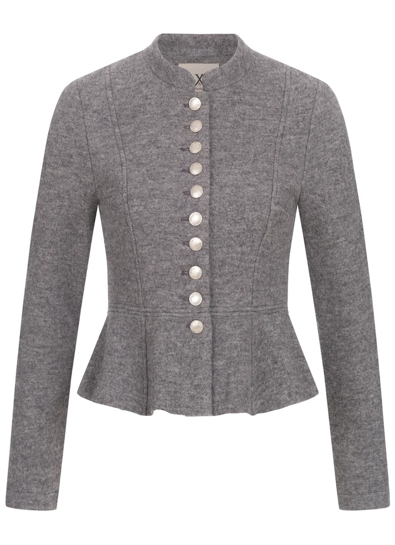 STEHKRAGEN BLAZER VINTAGE WALKLODEN GRAU MELANGE