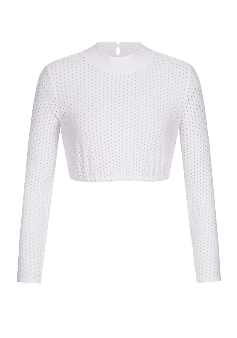 DIRNDLBLUSE STRETCH EYELET LOVE LANGARM WEISS