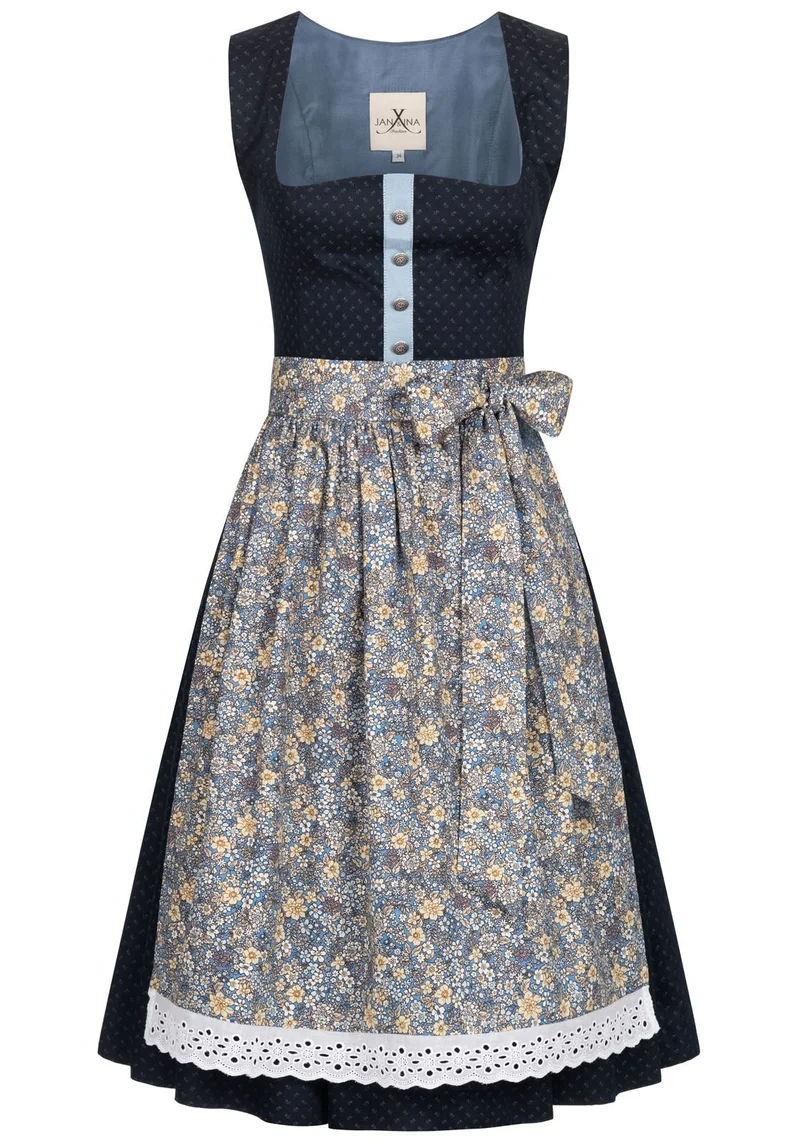 BW DIRNDL VINTAGE FLOWERS DUNKELBLAU
