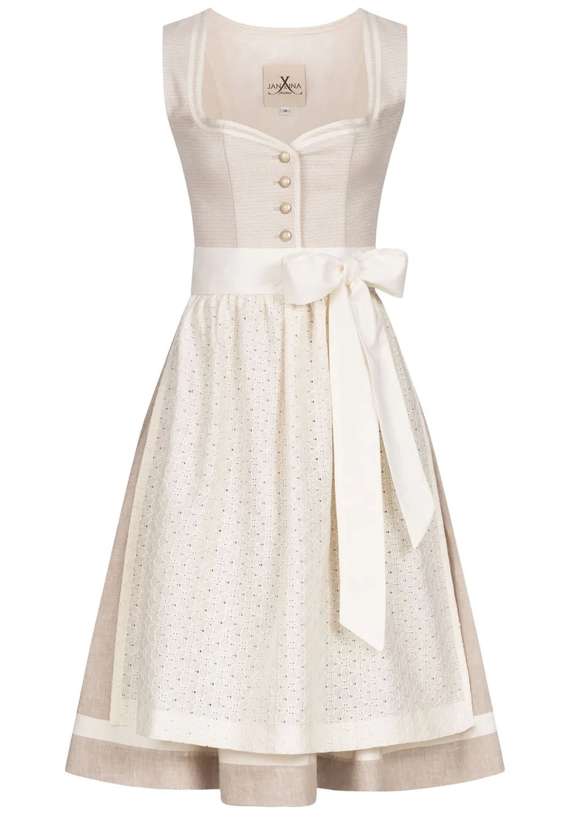 LEINEN HOCHZEITSDIRNDL FLORAL LOVE SAND/ TAUPE
