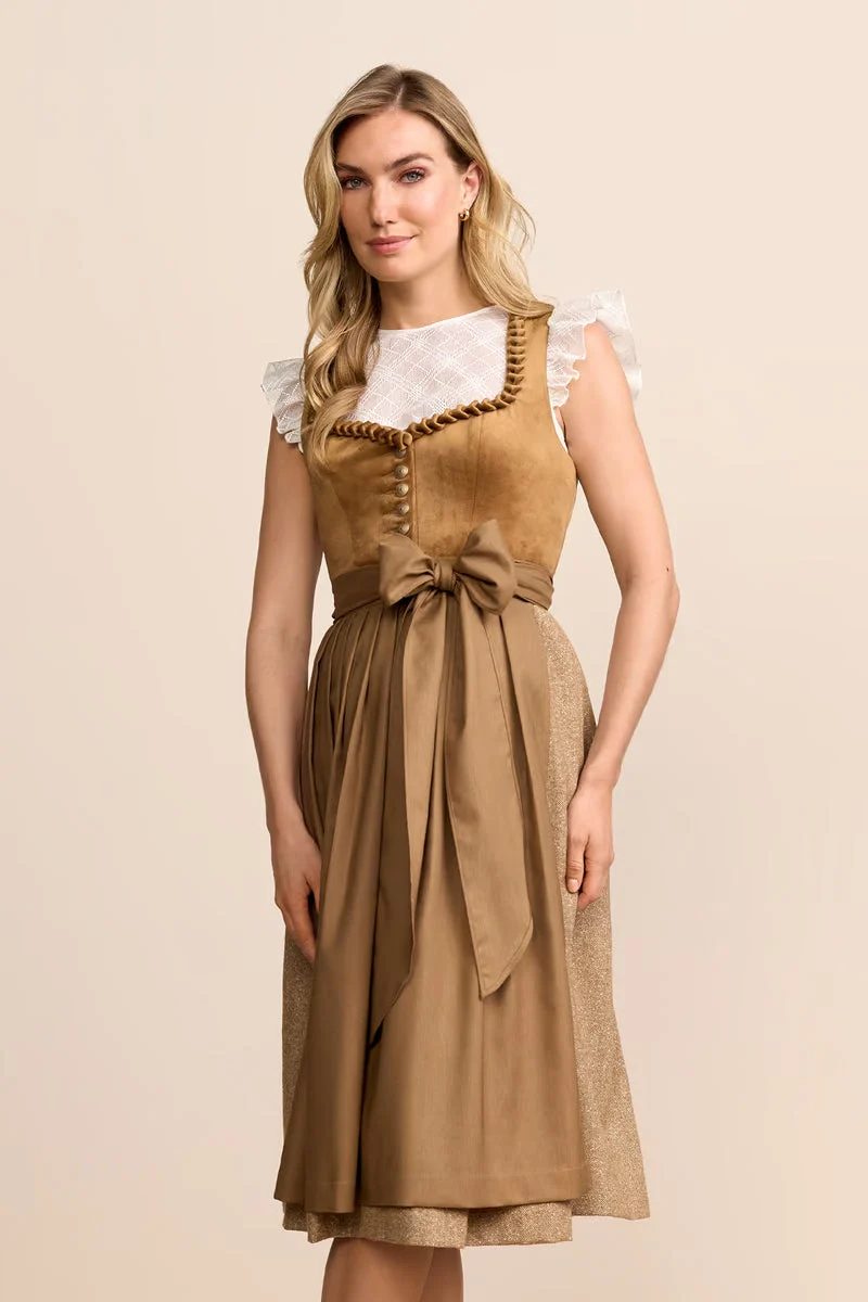 Krüger Tsiala Long Dirndl, Brown — 70cm 2pc Set