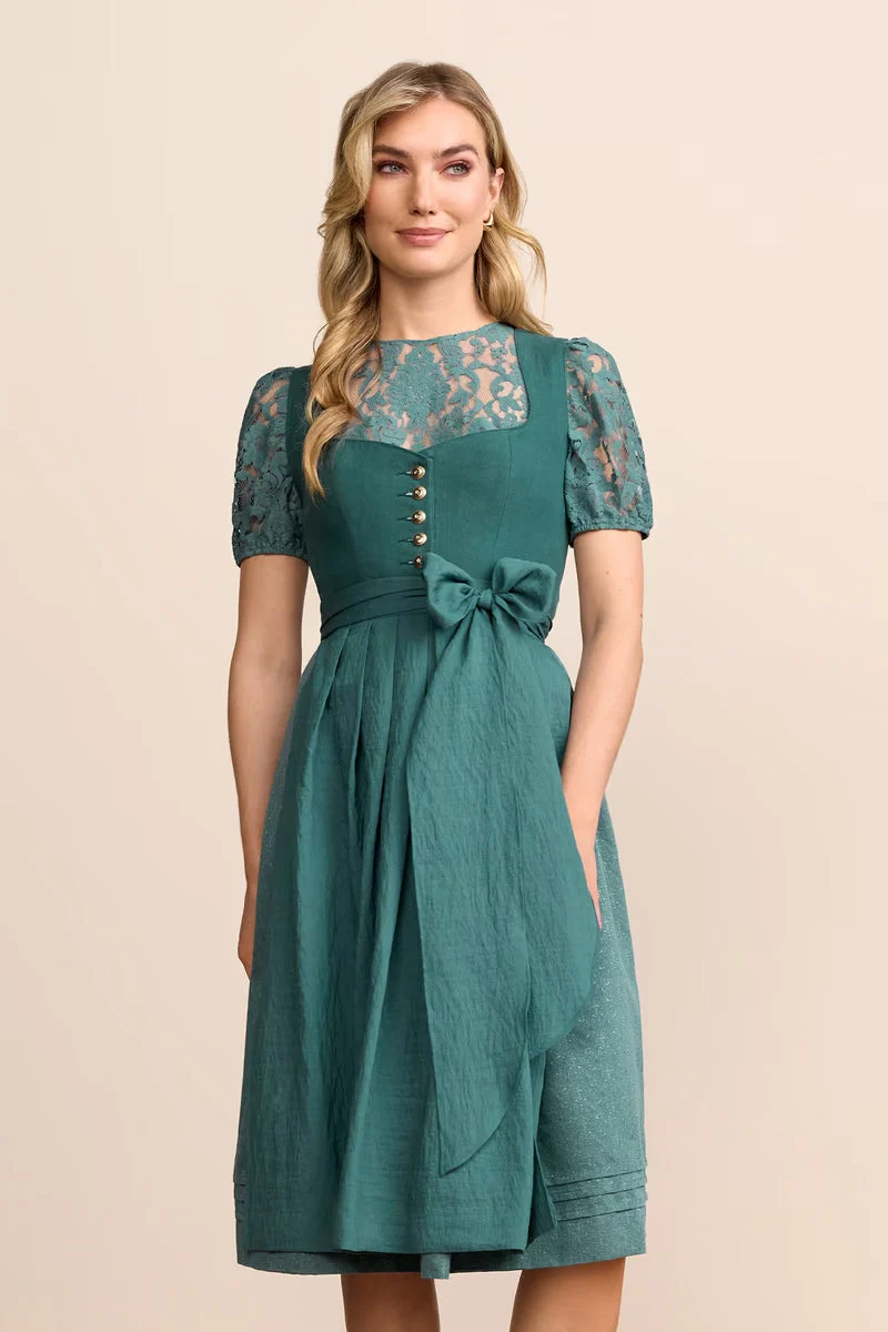 Krüger Sylvina Long Dirndl, Turquoise — 70cm 2pc Set