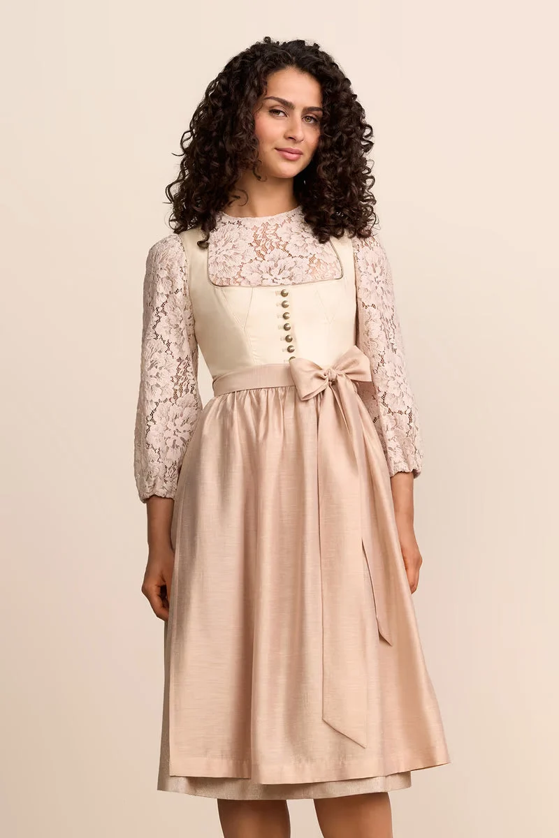 Krüger Isleen Long Dirndl, Beige — 70cm 2pc Set