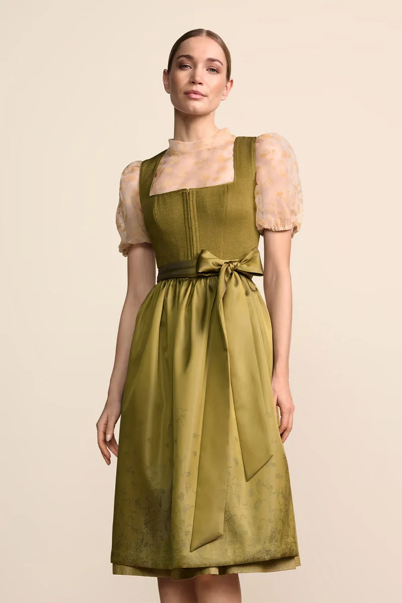 Krüger Medea Long Dirndl, Olive — 70cm 2pc Set
