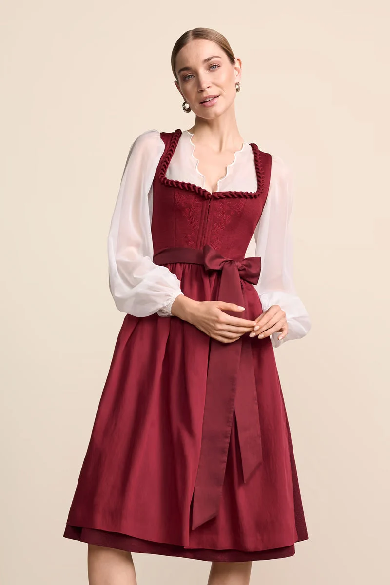 Krüger Gaetana Long Dirndl, Red — 70cm 2pc Set