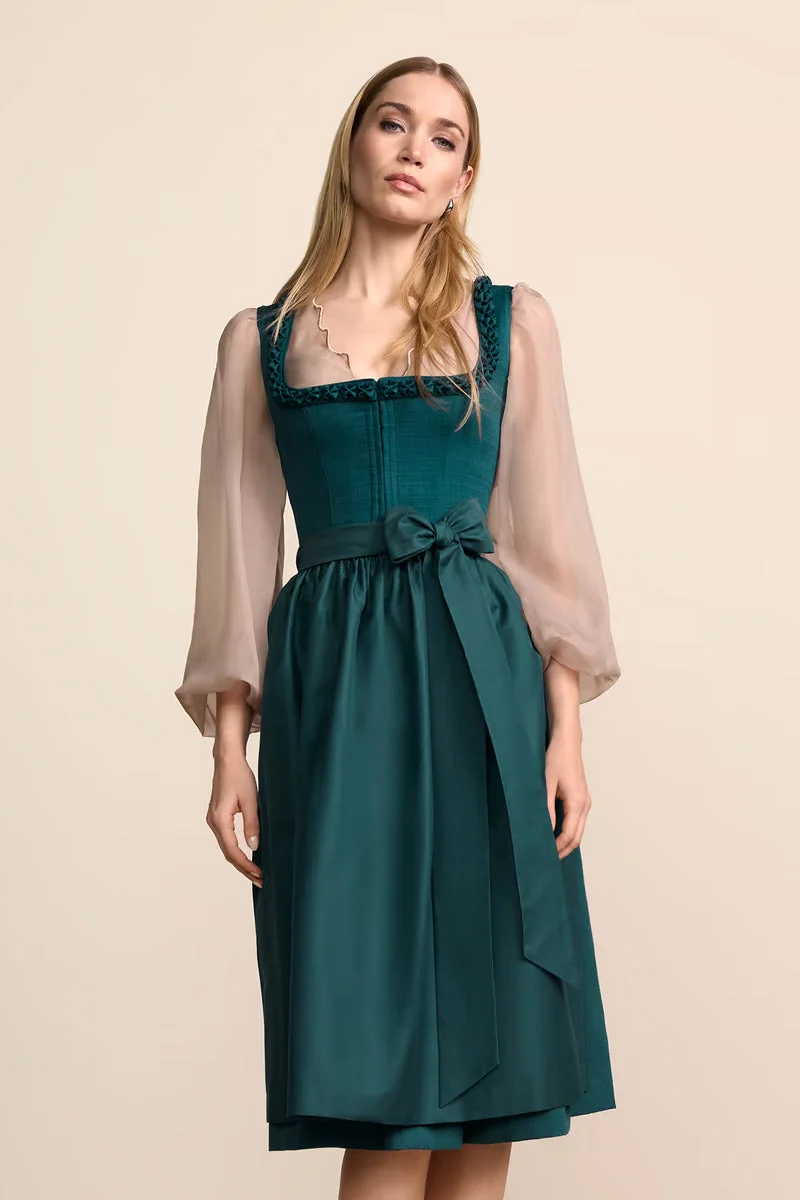 Krüger Elvina Long Dirndl, Turquoise — 70cm 2pc Set