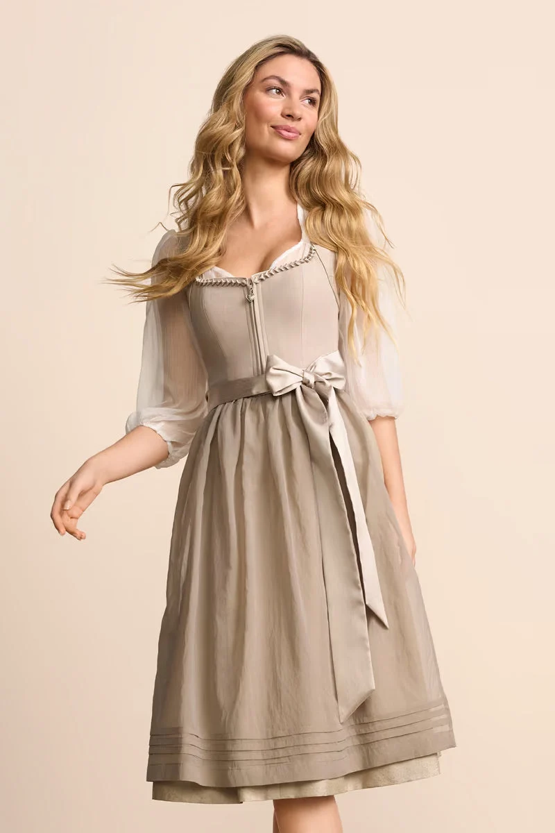 Krüger Leniya Long Dirndl, Beige — 70cm 2pc Set
