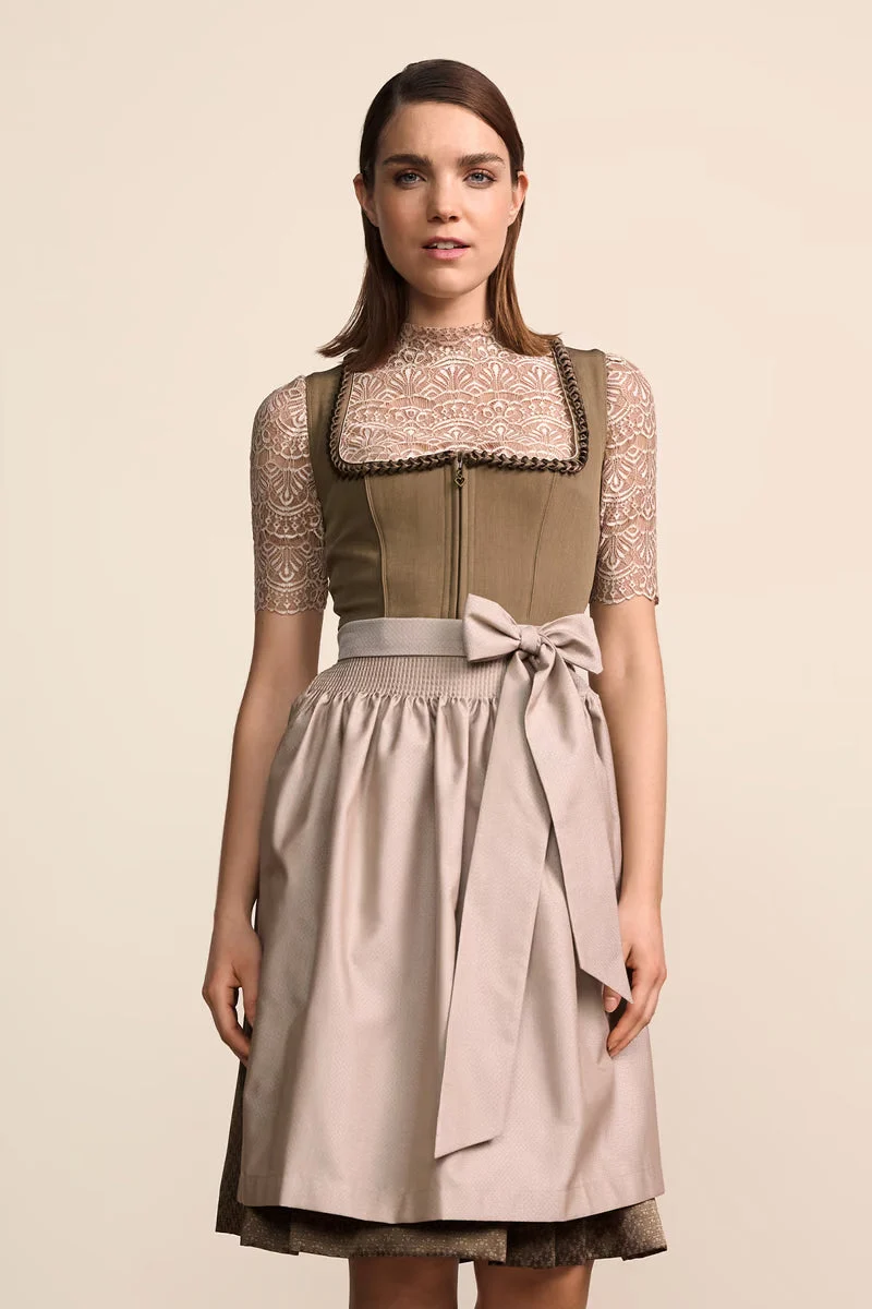 Kruger Elorina Long Dirndl, Brown — 70cm 2pc Set