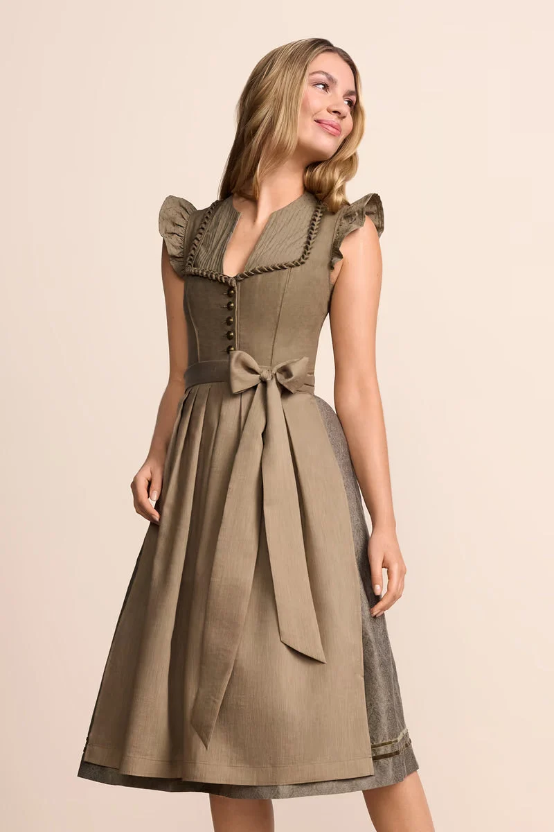 Kruger Adena Long Dirndl, Brown — 70cm 2pc Set